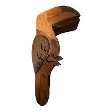 Vintage Hand Carved Wooden Toucan Bird Puzzle Box Hidden Compartment picture