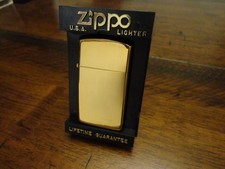 GOLD PLATE RIBBON SLIM MODEL #1614 ZIPPO LIGHTER MINT IN BOX 1995 picture