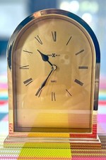 Vintage Howard Miller brass finish quartz mantel desk clock-JAPAN picture