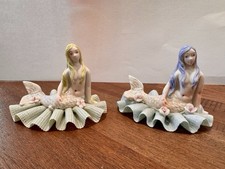 Majello Capodimonte Porcelain Mermaid Figurines (2)- Lace Ruffle Excellent RARE picture