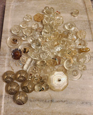 Antique Glass Button Lot Victorian Spiderweb Paperweight Faceted Prism Crystal picture