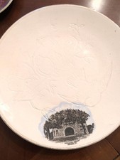Antique Hotchkiss Library Sharon CT Souvenir Plate Embossed Birds Gold Trim picture