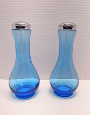 VTG Rare VIKING GLASS Bluenique Smoothie Large Salt & Pepper Shaker Set picture