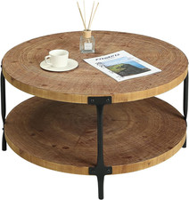 round Boho Wood Coffee Table - 29.1