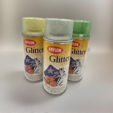Vintage 1998 Krylon Glitter Spray Lot 3 Glamorous Green Magical Multi Color Gold picture