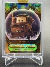 Tow Mater 2025 Topps Chrome Pixar Gold Global Tour Black #’d 03/10 picture