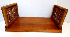 Rare Vintage Heywood Wakefield wicker wood Book ends folding organizer shelf picture
