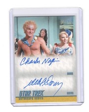 STAR TREK HEROES & VILLAINS CHARLES NAPIER & DEBORAH DOWNEY DUAL AUTOGRAPH DA28 picture