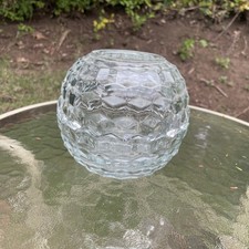 Vintage Homco Fairy Lamp Cubist Clear Glass Light Candle Holder Round picture