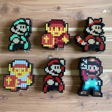 PDP Pixel Pals 6-Piece Light-Up Figure Lot - Mario Luigi Raccoon Link 8-Bit NES picture