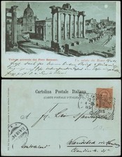 Cartolina Rome Roma Foro Romano / Roman Forum Moonlight Litho 1899 picture