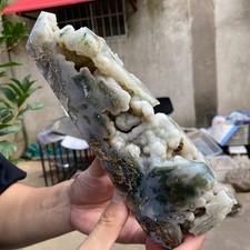 Green Moss Agate Tower - Polished Square Point Crystal Obelisk - 2.4LB picture
