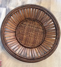 Antique Rattan hand Woven Basket Trim Slanted Wood 1900s splint wood picture