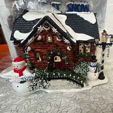 Department 56 Christmas Lane Snowman House Illuminated Hand Painted Retired picture