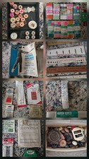 Jumbo Vintage Sewing Craft Destash Lot Wood Spools Buttons Rulers Canada picture