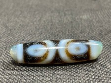 Old Tibetan Nepalese Himalayan Ancient 3 eye Old Dzi Talisman Beads Amulet 三眼天珠 picture