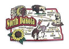 NORTH DAKOTA STATE MAP AND LANDMARKS COLLAGE FRIDGE COLLECTIBLE SOUVENIR MAGNET picture