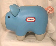 Vintage Little Tikes Blue Piggy Bank Toy w/Pink Curly Tail picture