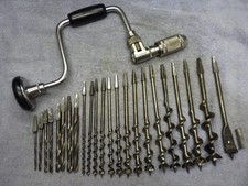 Vintage 23pc set of Auger bits wood & metal W/Stanley H.D. Brace  work ready picture