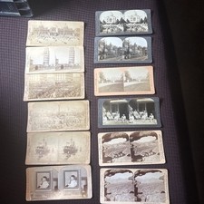 12 Antique Stereoview Cards 1890s-1900s Travel Military Landmarks Underwood picture
