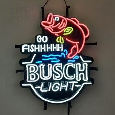 US STOCK Go Fishing Busch Light Neon Sign 19