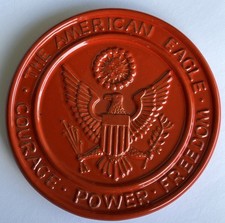 The American Eagle Courage Power Freedom Flame Frankoma Pottery Trivet picture