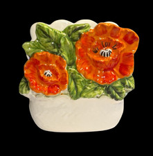 Vintage Geo. Z Lefton Poppies Napkin Holder 5843 Poppy Ceramic picture