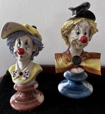 2 Vintage Zampiva Clowns Spaghetti Hair  Italy Studio Pottery Porcelain  Signed picture