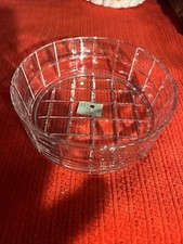 Vintage Round Crystal Glass Bowl Studio Nova Japan Waffle Pattern Retro Bowl  picture
