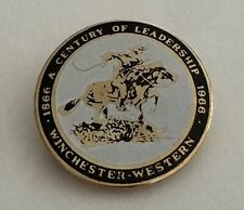 WINCHESTER WESTERN 1866-1966 Century of Leadership PINBACK Enameled Brass Pin picture