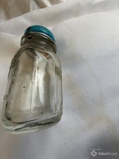 Vintage Mid-Century Molded Glass Salt Shaker Blue Metal Cap picture