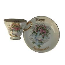 Vintage Norcrest China Happy Anniversary Tea Cup and Saucer picture