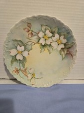 A Porcelain Hand Painted  Dogwood Blossom flower artist signed raised edge picture