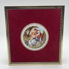 Vtg West Germany Velvet Embossed Red And Gold Colonial Chocolate Tin Cookie Box picture