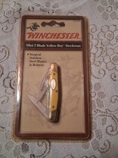 Winchester Mini 2 Blade Yellow Boy Stockman Pocket Knife NOS Sealed picture