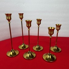 Gold Taper Candle Holders Lot of 6, 3 Different Sizes picture