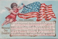 Antique Memorial Day Souvenir Postcard Hail Columbia Patriotic Song Sheet Music picture