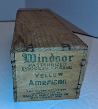 Vintage Windsor Yellow American Cheese Wood Box Crate Pauly & Pauly Manitowoc WI picture
