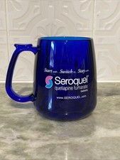 RARE Cobalt Blue Mug Seroquel Pharmaceutical Sales Rep Promotional Heavy Acrylic picture