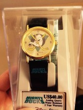 DISNEY'S MIGHTY DUCKS WATCH WITH ROTATING PUCK IN CASE EXTREMELY RARE VINTAGE picture