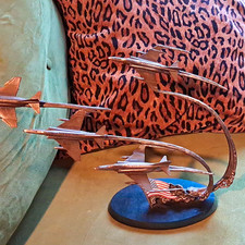 Signed Bronze Metal Jet Fighter Military Aircraft Desk Model on Base, 4-Piece picture