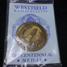 WESTFIELD MASS VINTAGE 1969 TRI-CENTENNIAL SEAL OF CITY OF  WESTFIELD TOWN MEDAL picture