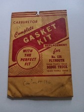 Vintage 1939-1948 Plymouth+Dodge Truck 1940-1948 Carburetor Gasket Kit No.136 picture