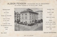 Albion Pension Rome Italy Advertising Postcard c1910 Villa Saccardo Unused picture