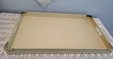 Georges Briard Mid Century Cream Lucite Serving Tray Brass Corners Breakfast Bed picture