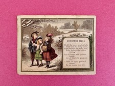 Antique Victorian Christmas Card c.1880s Chromolithograph Children Winter Poem⁠ picture