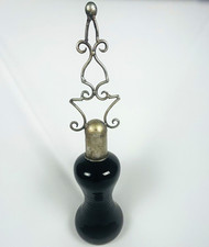 Vintage MCM Black Glass Decanter Genie Bottle 18