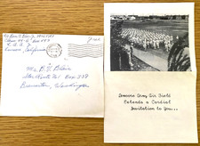 1944 WWII LEMOORE ARMY AIR FIELD, CALIFORNIA naval cadets graduation invitation picture