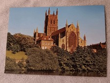 Worcester Cathedral River Severn Vintage Postcard England Unposted picture