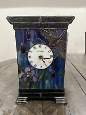 Dale Tiffany Dragonfly Lily Mantle Clock  Lamp -Stained Art Glass No Light picture